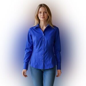 Express Stretch Women's Blue Button-Down Shirt
